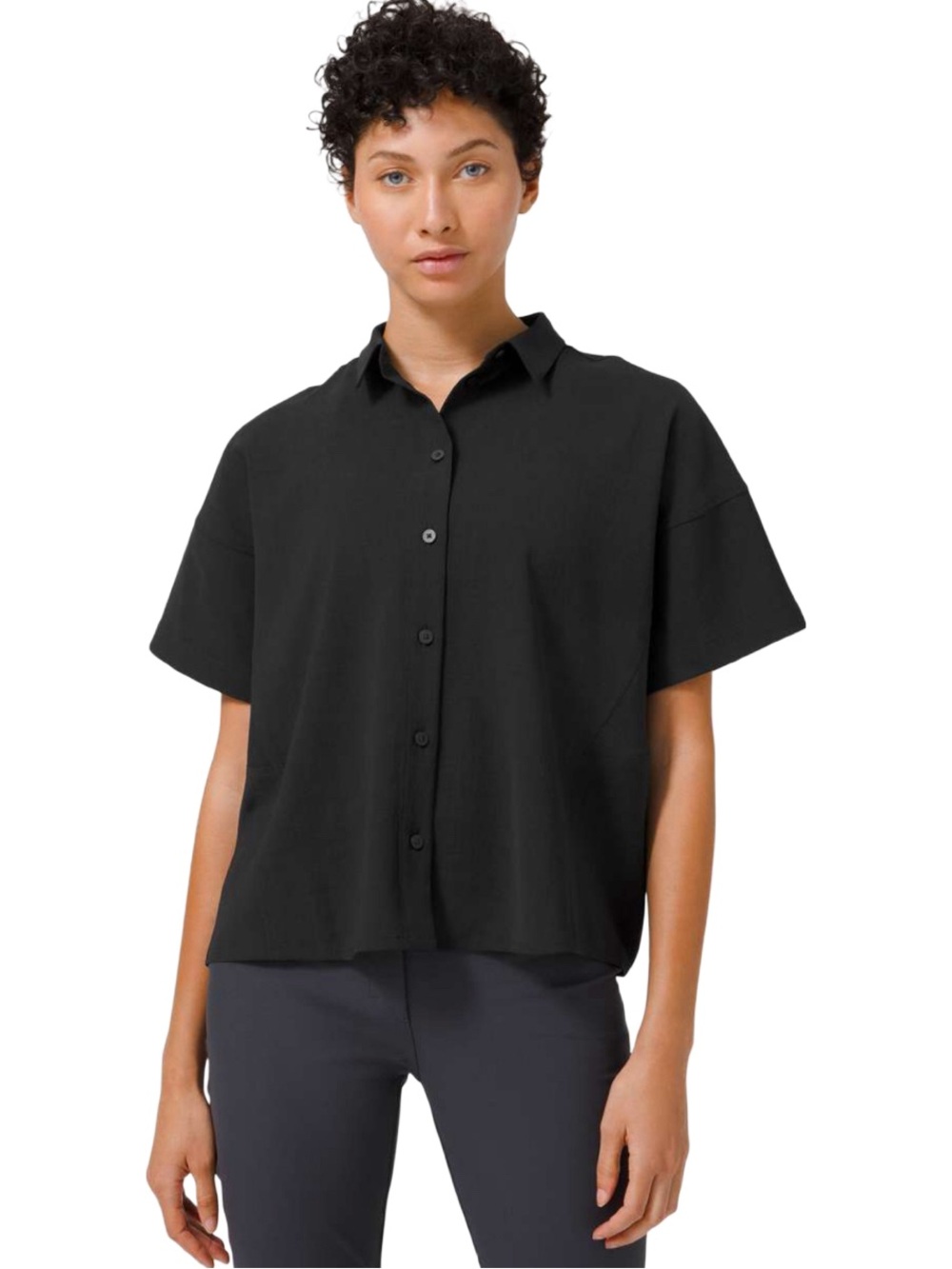 Lululemon Relaxed Short-Sleeve Button-Down Shirt - Black